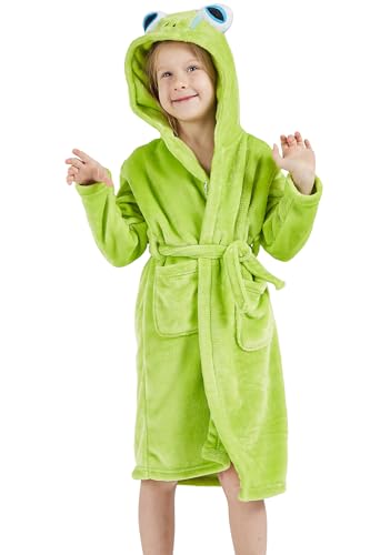 Taigood Mädchen Nette Weiche Fleece Kapuzen Bademantel Robe, 12 Monate-7 Jahre, Frosch von Taigood