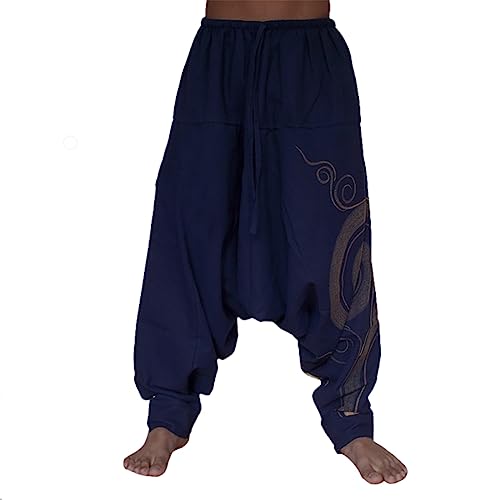 Taigood Männer Pluderhosen Bequeme elastische Taillenhosen Fashion Solid Color Casual Yoga Hippies Hosen Dunkelblau Größe M von Taigood