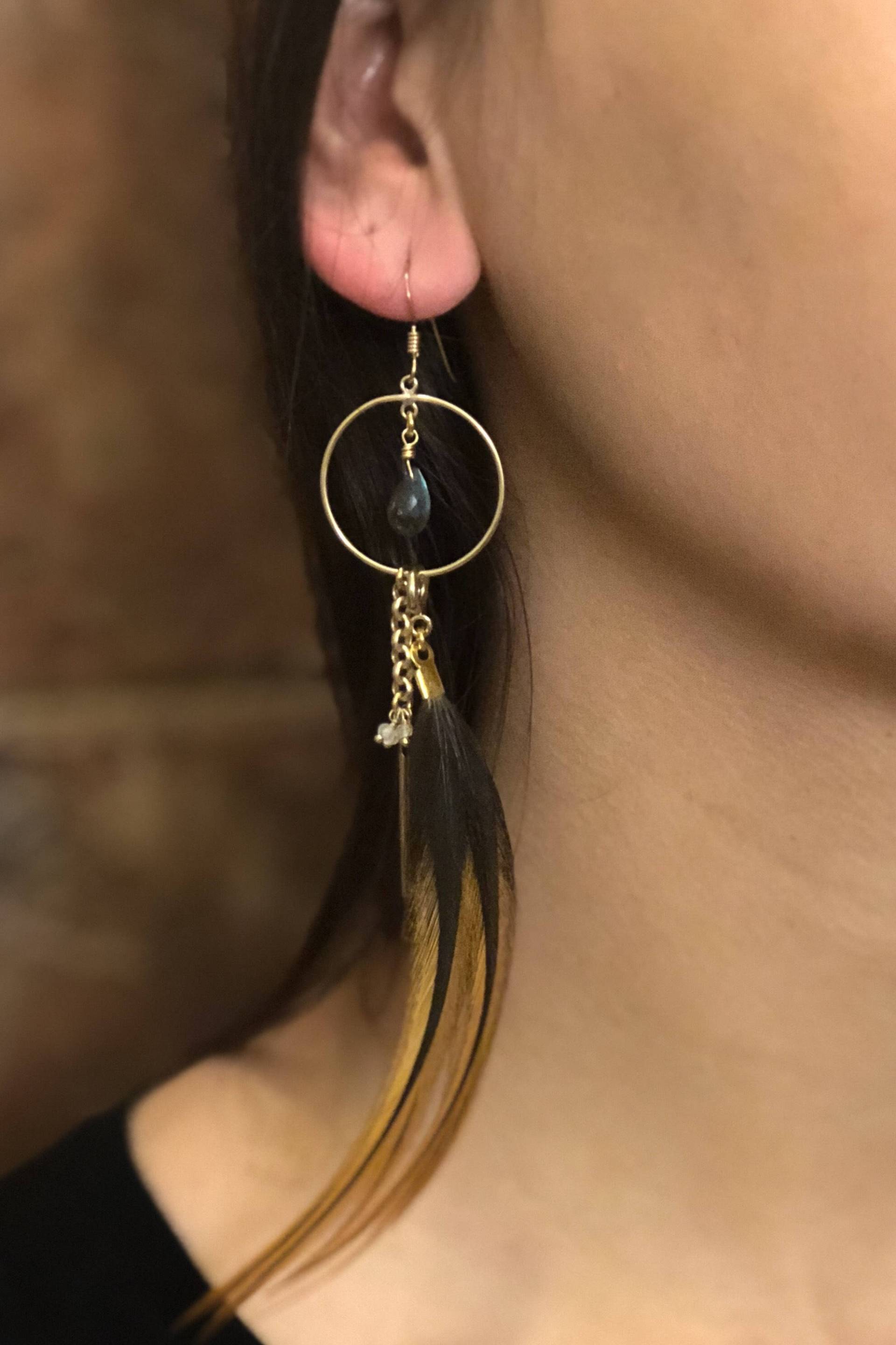 Labrodite Feder-Ohrring Labrodite Feder-Ohrring von TailfeatherDesignsNY