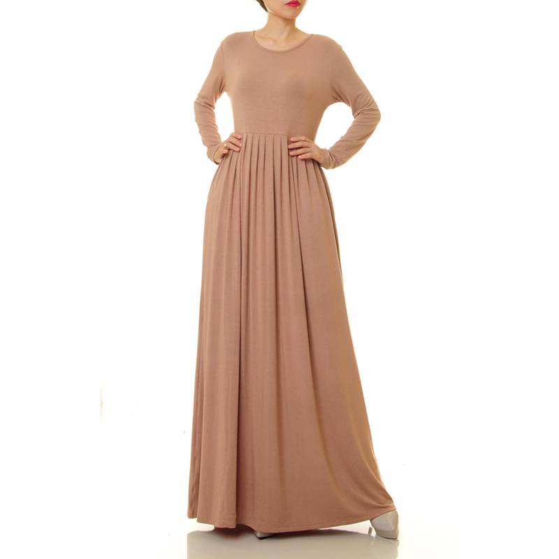 Beiges Kleid Langarm Maxikleid Taschen | Hochzeits-Gastkleid Kirchenkleid Bescheidenes Umstandskleid Herbstkleid Abaya Für Frauen von Tailored2Modesty