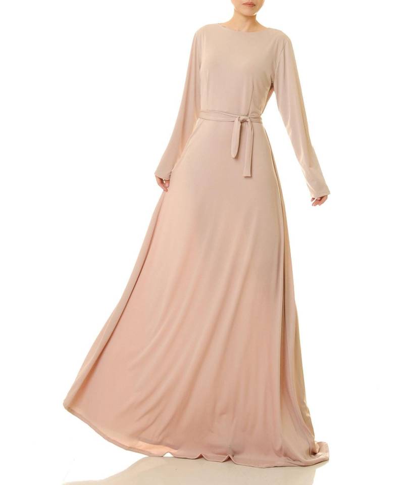 Beiges Maxi Kleid | -Abschluss Braunes Abendkleid Hochzeits-Gastkleid Kirchenkleid Bescheidenes Koralle von Tailored2Modesty