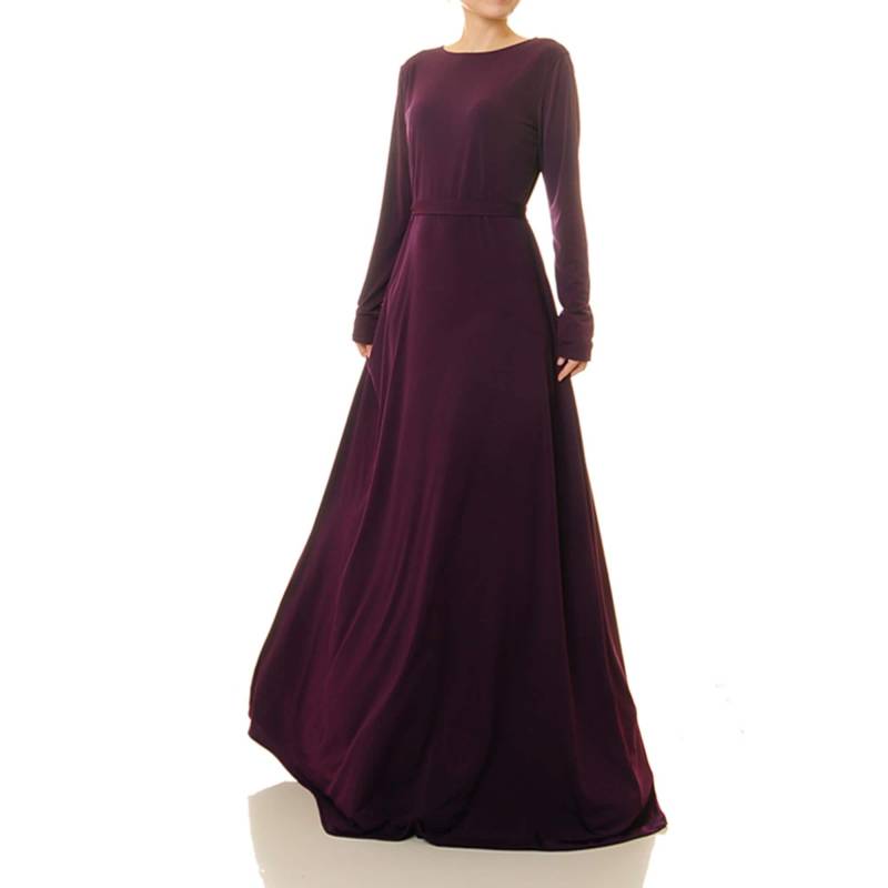 Lila Maxikleid Langarm | Fit Flare Kleid Formelle Pflaume Abendkleid Hochzeitskleid Abaya 6432 von Tailored2Modesty