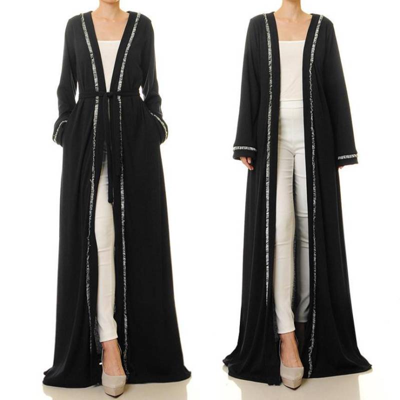 Schwarzer Bodenlanger Kimono Robe | Rib Knit Open Front Duster Jacke Hausmantel Pullover Strickjacke Loungewear Coverup Art.6560 von Tailored2Modesty