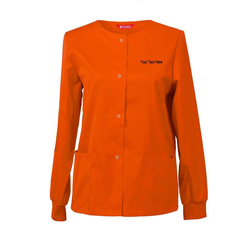 Damen Bestickte Scrub-Jacke Snap Front Warm-Up-Jacke Personalisierter Text von TailorsUniform