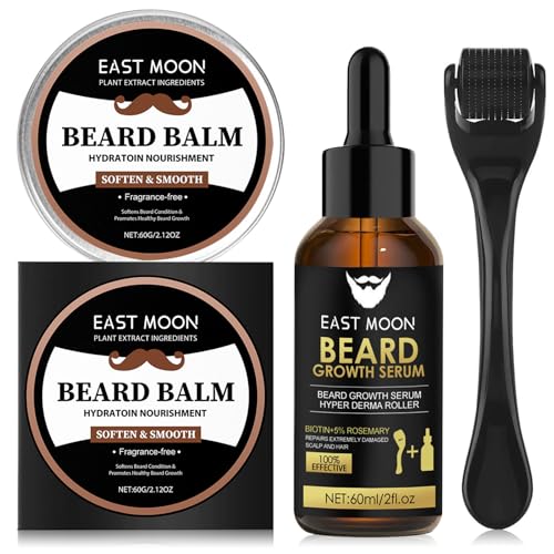Bartwuchs Kit,Bartwachstum Set mit Bartroller,Bartwuchs Serum Öl/Bartbalsam/Beard Roller,Beard Growth Kit,Stimuliert Schnurrbart und Haarwachstum,Geschenke für Männer Vater von TaimeiMao