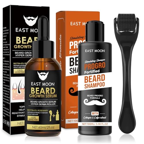Bartwuchs Kit,Bartwachstum Set mit Bartroller,Bartwuchs Serum Öl/Bartshampoo/Beard Roller,Beard Growth Kit,Stimuliert Schnurrbart und Haarwachstum,Geschenke für Männer Vater von TaimeiMao