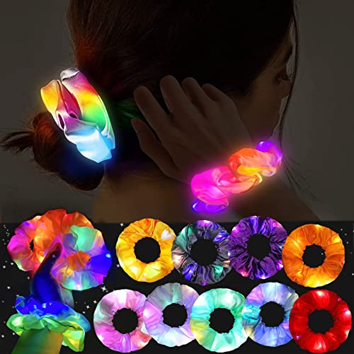 Leuchtende Haarbänder 9 Stück, Leuchtende Haargummis, Led Haarschmuck mit 3 Licht Modi, Haargummi Neon, Leuchtende Haaraccessoires für Karneval, Neujahr Party von TaimeiMao