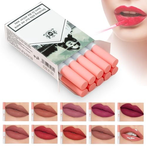 Lipgloss Set,10 PCS Matter Lipgloss,Little Tube Lipstick,Lipstick set,Hochpigmentierter Samt,langanhaltende,wasserfest,tragbarer,Kussechter lippenstift,Für Mädchen Frauen von TaimeiMao