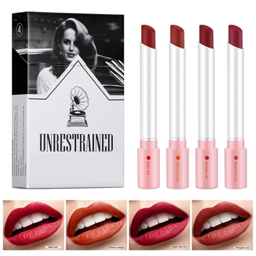 Lipgloss Set,4 PCS Matter Lipgloss,Little Tube Lipstick,Lipstick set,Hochpigmentierter Samt,langanhaltende,wasserfest,tragbarer,Kussechter lippenstift,Für Mädchen Frauen von TaimeiMao