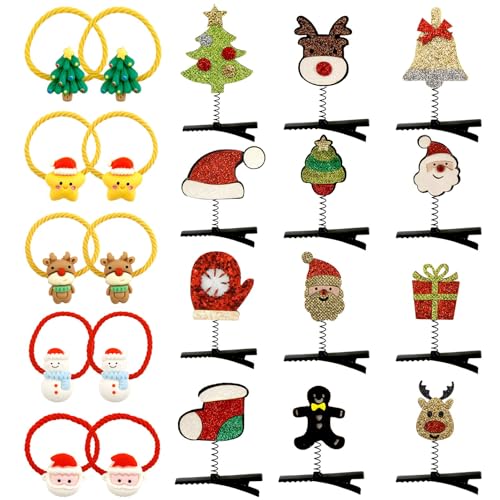 22 Stück Weihnachten Haarschmuck,Weihnachtshaarspangen,Haarspangen Voller Weihnachtlicher Elemente,Adventskalender Füllung Kinder,Haarklammern für Mädchen Kinder,Weihnachtsgeschenke von TaimeiMao