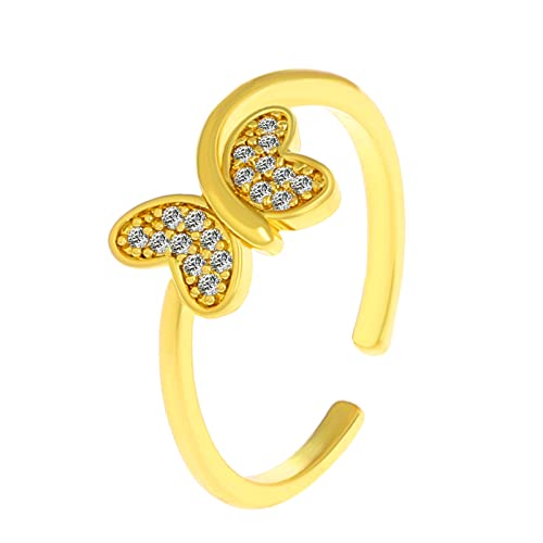 Tainrunse Fingerring für Damen, eleganter Schmetterlingsring, verstellbar, exquisit, verschleißfest, One Size, Hauptmaterial: von Tainrunse