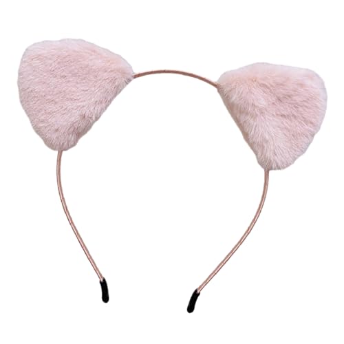 Tainrunse Kopfdekoration, Requisite für Damen, süßes Haarband für Damen, weich, flauschig, Plüsch, Cartoon-Kitty-Ohr-Dekor, elastisch, schmale Krempe, rutschfest, reguläres Rosa von Tainrunse