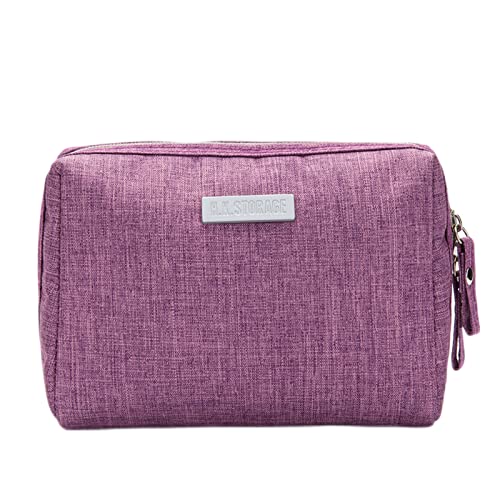 Tainrunse Kosmetiktasche mit doppeltem Reißverschluss, wasserdicht, multifunktional, für Damen, tragbar, Make-up-Handtasche für den täglichen Gebrauch, Violett von Tainrunse