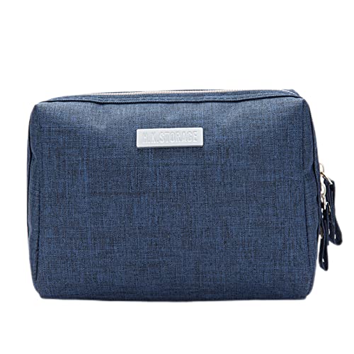 Tainrunse Kosmetiktasche mit doppeltem Reißverschluss, wasserdicht, multifunktional, für Damen, tragbare Make-up-Handtasche für den täglichen Gebrauch, Marineblau von Tainrunse