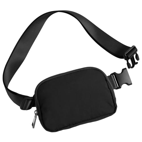 Tainrunse Lässige Hüfttasche, großes Fassungsvermögen, Bauchtasche, Sport, verstellbar, wasserdicht, Reißverschluss, einfarbig, Unisex, für Herren und Damen, Schwarz von Tainrunse