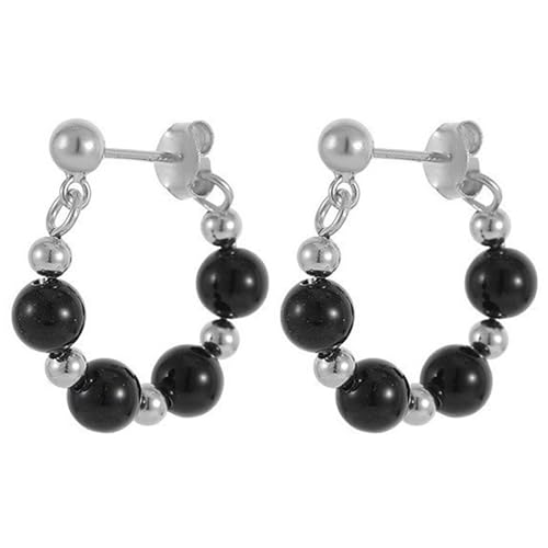 Tainrunse Partykleid-Ohrringe, elegante schwarze Kunstperlen, Tropfenform, baumelnd, für Damen, Piercing-Creolen-Schmuck, 2pcs, Kupfer von Tainrunse