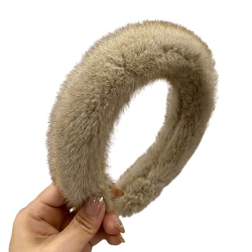 Tainrunse Plüsch-Haarband, Party-Stirnband, Damen-Haarband, elegantes Plüsch-Stirnband, Damenschwamm, Kopfbedeckung, modisches Haar-Accessoire für Autu, Khaki von Tainrunse