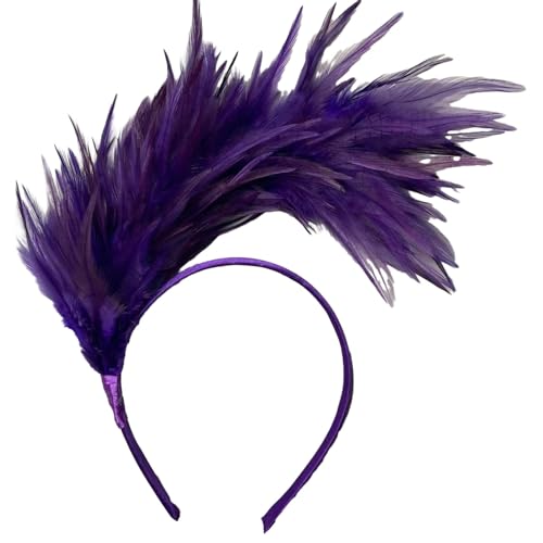 Tainrunse Sicheres Haarband, bequeme Haarbänder für den ganzen Tag, Vintage-Stil, buntes Feder-Design, Haar-Accessoire, Violett von Tainrunse