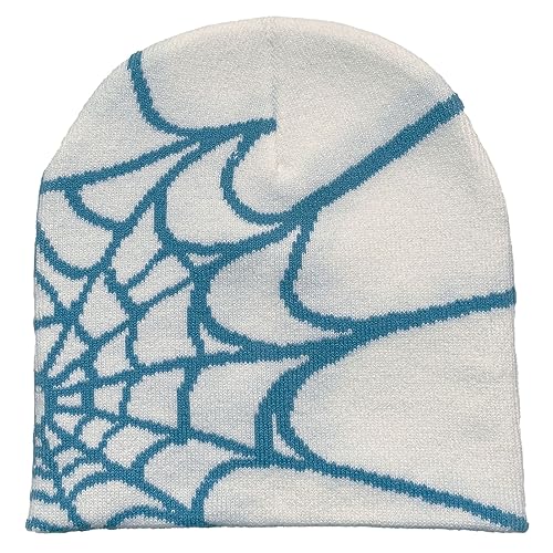 Tainrunse Spider Wed Print Cap Herbst Winter Hut Web gestrickt Unisex Beanie Halloween Party Hohe Elastizität Anti-Schrumpf Kontrastfarbe Outdoor Kältebeständig Weiß Einheitsgröße von Tainrunse