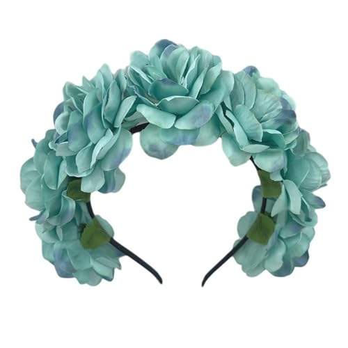 Tainrunse Stirnband mit falschen Blumen, Blumendesign, Kunstrosen, Retro-Stil, Blau von Tainrunse