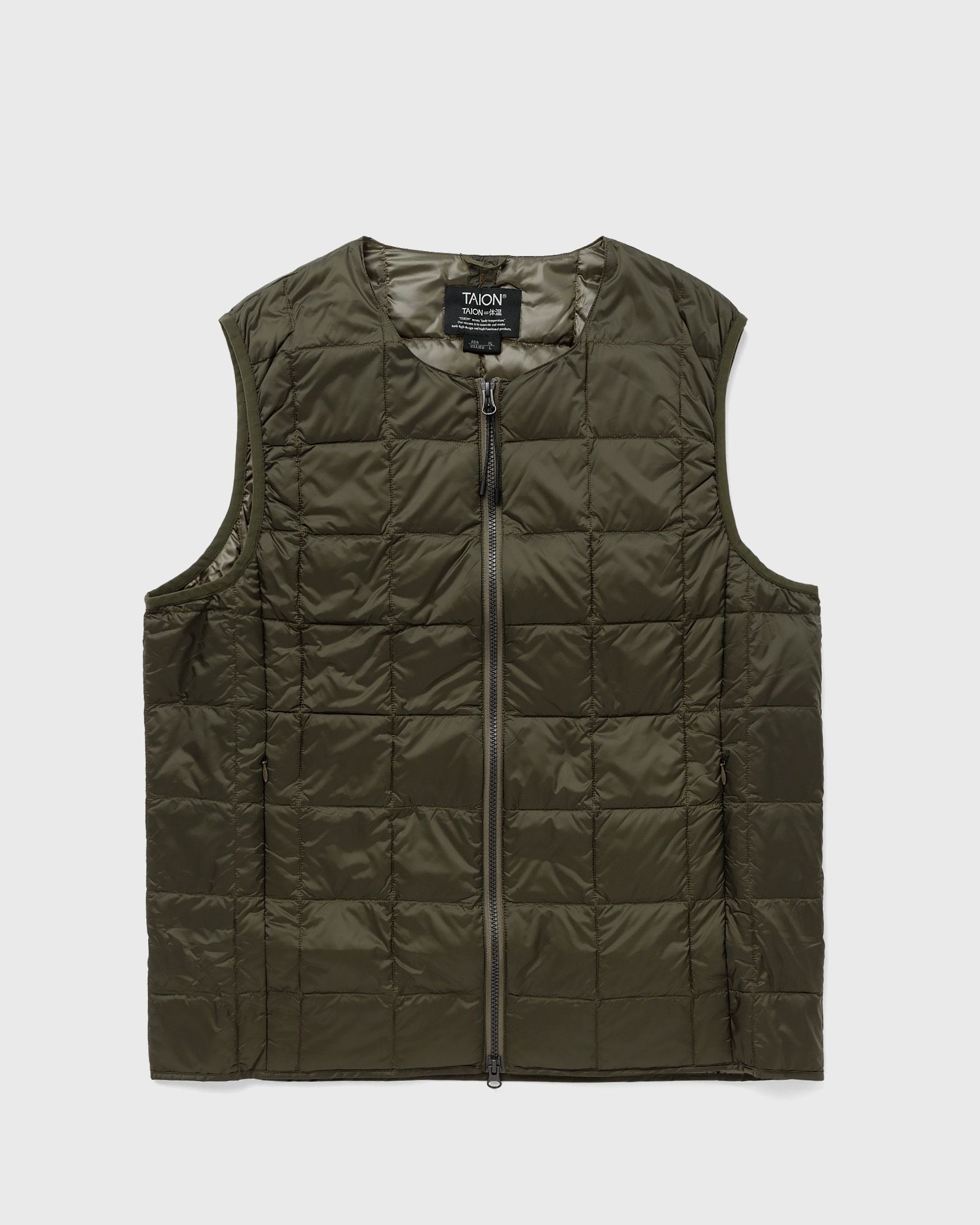 Taion CREW-NECK W-ZIP DOWN VEST men Vests green in Größe:M von Taion