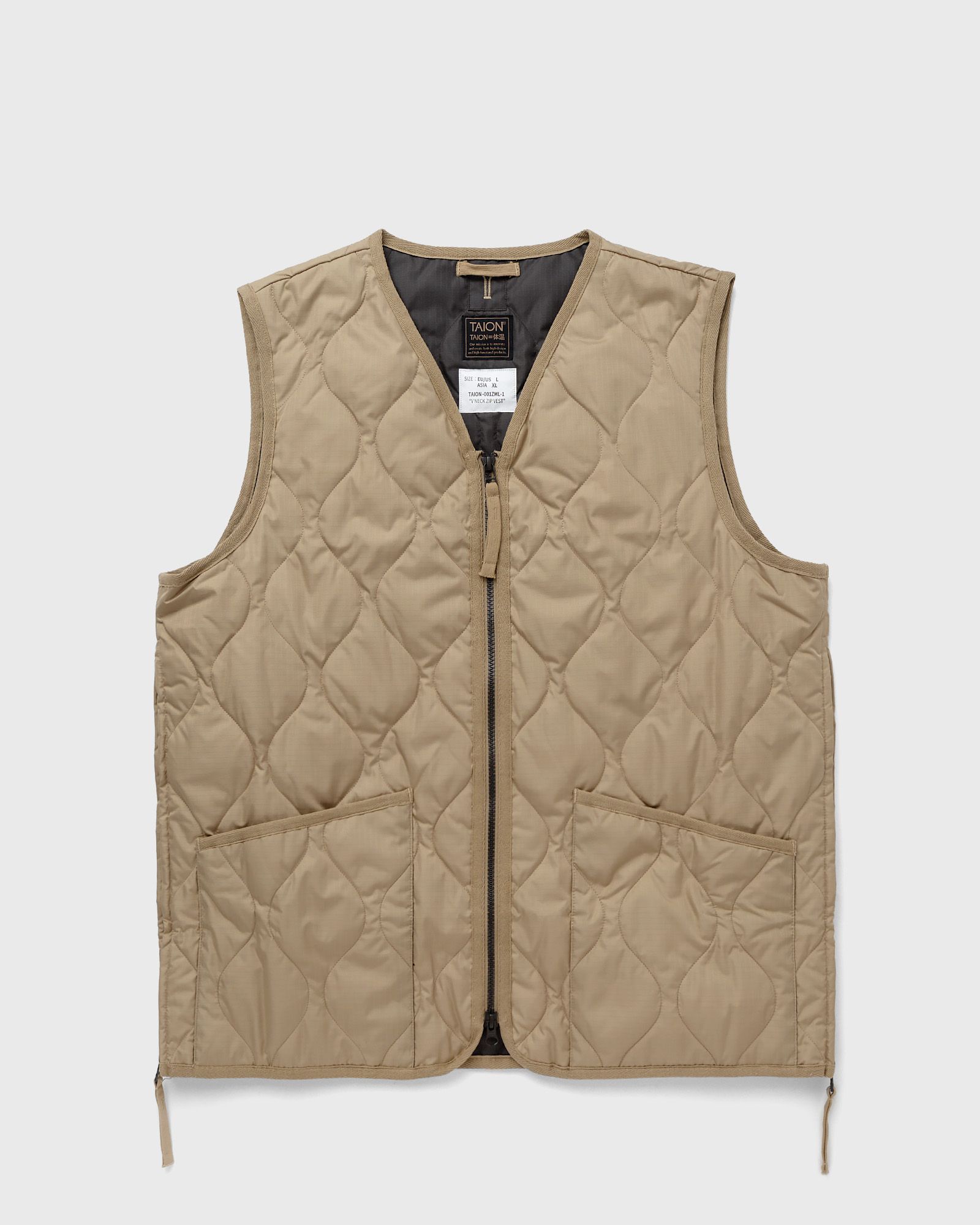 Taion MILITARY ZIP V NECK DOWN VEST men Vests brown in Größe:L von Taion