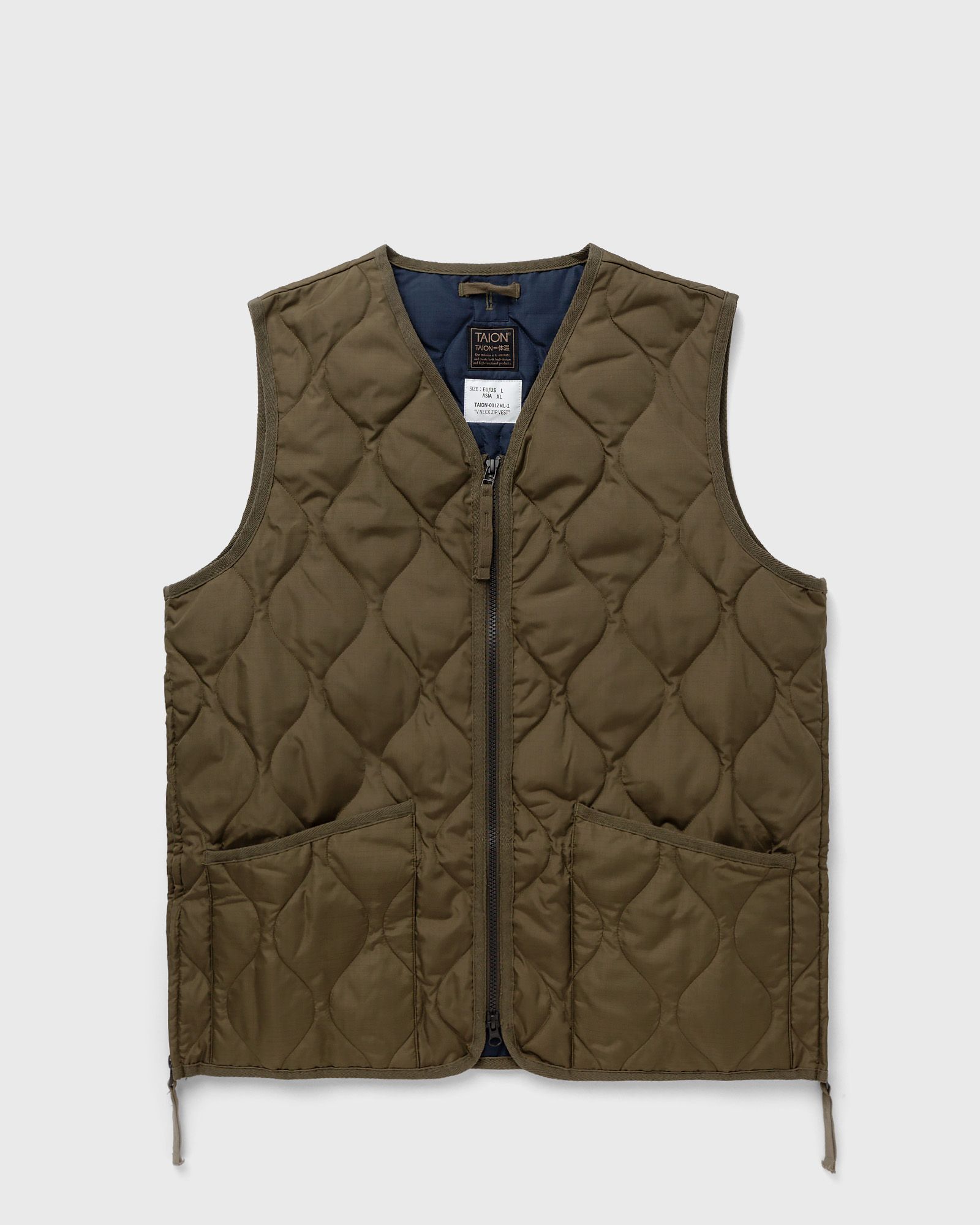 Taion MILITARY ZIP V-NECK DOWN VEST men Vests green in Größe:L von Taion