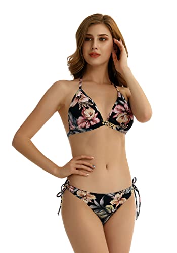 Damen Print Two Piece Badeanzug Niedrige Taille DREI Punkt Badeanzug Sexy Dreieck Bikini Badeanzug(L, F2) von TaissBocco