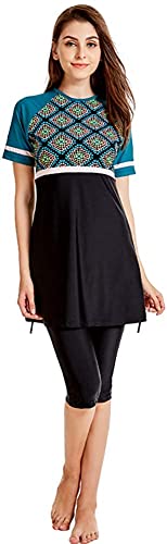 TaissBocco Damen Kurzarm Rash Guard Gedruckt Surfen Badeanzug Bademode Neoprenanzug Set(K7, 6XL) von TaissBocco