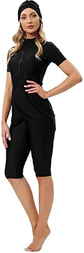 TaissBocco Damen Kurzarm Rash Guard Gedruckt Surfen Badeanzug Bademode Neoprenanzug Set(K8, M) von TaissBocco