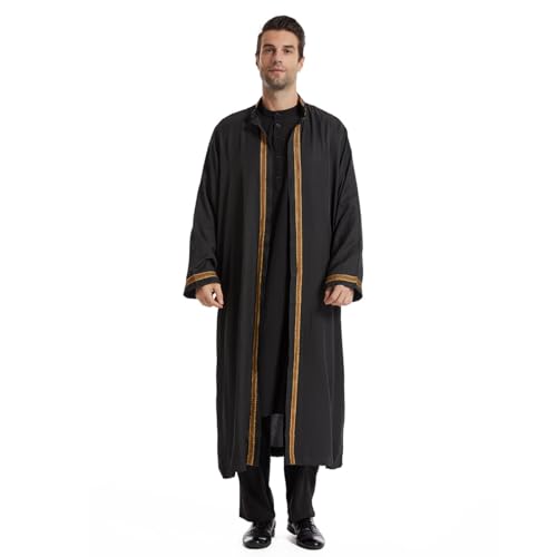TaissBocco Herren Muslim Arab Robe Langarm Strickjacke Robe Herren Abaya Islamische Robe(XL, F3) von TaissBocco