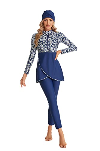 TaissBocco Modest Muslim Swimwear for Women Long Sleeve Full Cover Swimming Costume Burkini Beachwear(3XL, T1) von TaissBocco