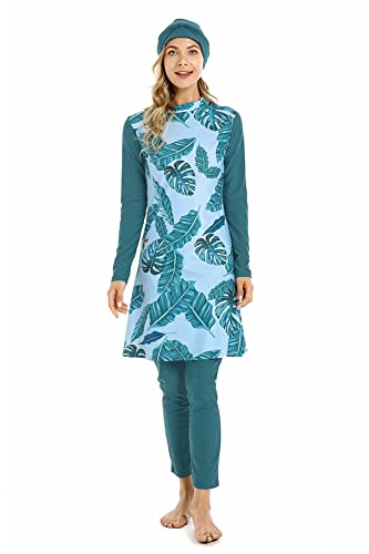 TaissBocco Muslimischer Badeanzug für Frauen Islamische Bademode 3PCS Burkini Full Coverage Badeanzug Plus Size Modest Bademode (4XL, T2) von TaissBocco