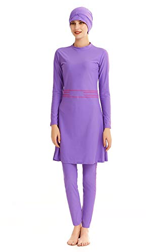 TaissBocco Muslimischer Badeanzug für Frauen Islamische Bademode 3PCS Burkini Full Coverage Badeanzug Plus Size Modest Bademode (4XL, T6) von TaissBocco