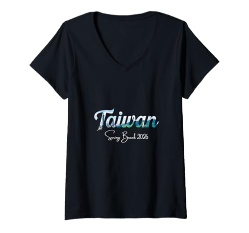 Damen Taiwan Spring Break 2026 Urlaubsreisen T-Shirt mit V-Ausschnitt Damen Taiwan Spring Break 2026 Urlaubsreisen T-Shirt mit V-Ausschnitt von Taiwan Spring Break Clothes T-Shirts
