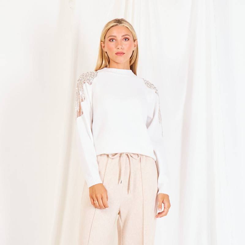 Pullover Mit Schulter Detail Strass Pullover Mit Schulter Detail Strass von TakaWear