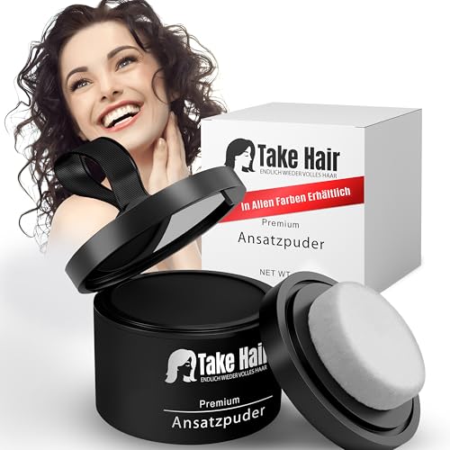 Take Hair Ansatzpuder für Frauen – Haarpuder gegen graue Haare abdecken & Haaransatz kaschieren – wasserfestes Haar Make-up zur Haarverdichtung (Mittelbraun) von Take Hair ENDLICH WIEDER VOLLES HAAR