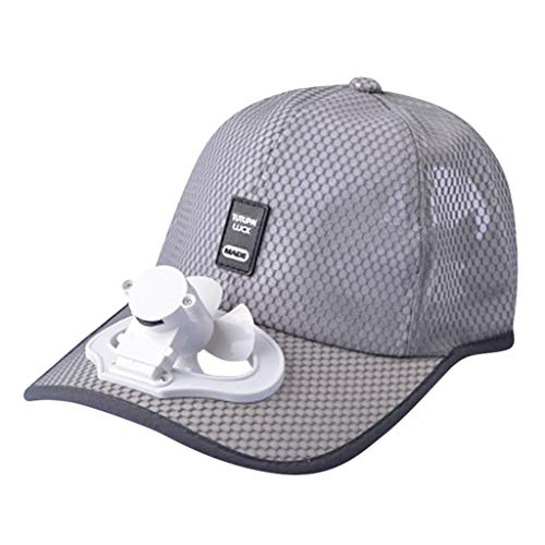 Baseball Cap Herren Damen Sommer Sonnen Kappe Mit Aufladen Ventilator SportmüTze Mit Logo-Patch Snapback Caps Trucker Caps Mit Geradem Schirm MüTze Outdoor Baseballkappe von Take Idea