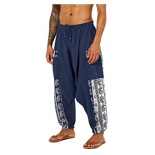 Freizeithose Herren Stretch FüR Zuhause UnregelmäßIger Elefanten-Totem-Druck Haremshose Atmungsaktiv Heimhose Track Pants Tether Hosen Mit Geradem Bein Yogahose Herren Freizeithose Aladinhosen von Take Idea