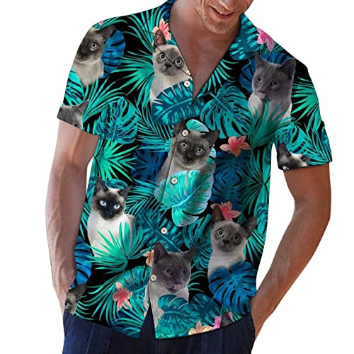 Take Idea Herren Hemden Kurzarm Regular Fit Faultier - Drucken Hawaii-Hemden Mit Umlegekragen Button-Up Sommershirt Bequemes Kurzarmhemden Herrenshirt Atmungsaktiv Strandhemd Outdoorhemden von Take Idea