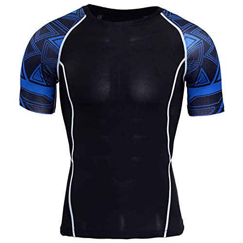 Take Idea Kompressionsanzug Herren Mode Cyberpunk Drucken Unterhemd FunktionswäSche Fitness Gym Kompressionsshorts Schnelltrocknende Tights Atmungsaktiv Trainingsanzug Stretch Fitnessanzug von Take Idea