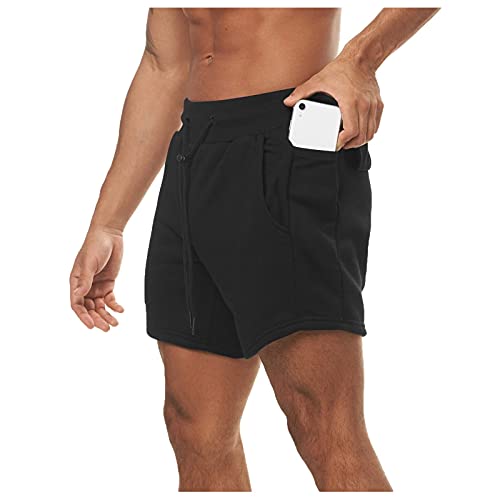 Take Idea Sport Shorts Herren Mode Einfarbig Slim Fit Running-Shorts Mit Seitliche Handytasche Stretch Sport Jogginghose Mit Kordelzug Trainingshose Hintere Taille Handtuchschnapper-Design von Take Idea