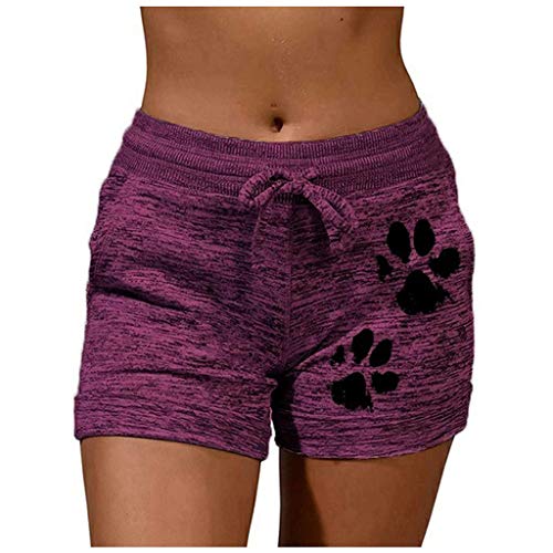 Take Idea Summer Shorts Damen Pfotenabdruck Slim Fit Sporthose Mit Kordelzug Push Up High Waist Yogahose Atmungsaktiv Jogginghose HüFtheben Trainingshose Nahtlose Laufhose Radlerhose von Take Idea