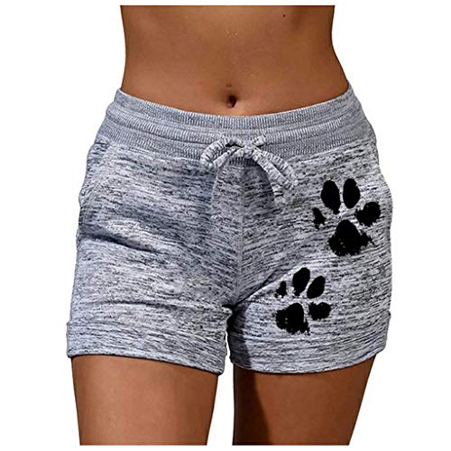 Take Idea Summer Shorts Damen Pfotenabdruck Slim Fit Sporthose Mit Kordelzug Push Up High Waist Yogahose Atmungsaktiv Jogginghose HüFtheben Trainingshose Nahtlose Laufhose Radlerhose von Take Idea