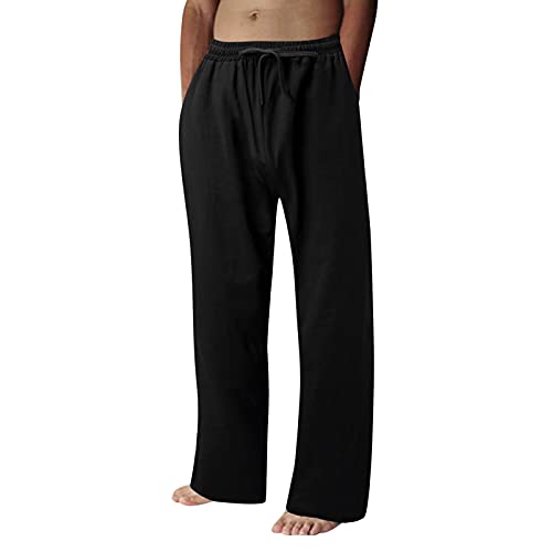 Yogahose Herren Lang Tether Heimhose Reine Farbschlichtheit Freizeithose Atmungsaktiv Mit Geradem Bein Stretch Breite Low Waist Herrenhose Urban Classic Jogginghose von Take Idea