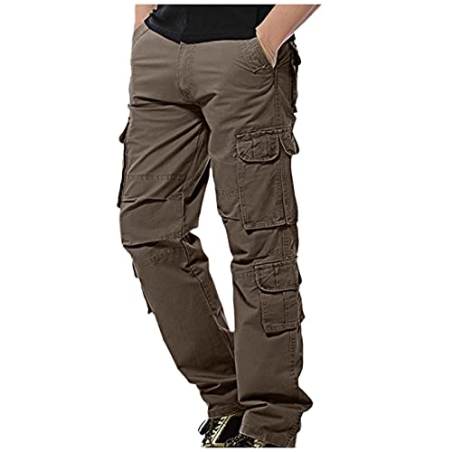 Cargohose Herren Einfarbig Cargo Straight Regular Fit Outdoorhose Mit Vielen Taschen Urban Bequeme Freizeithose Atmungsaktiv Arbeitshose Stoffhose MilitäR Tactical Hose von Take idea