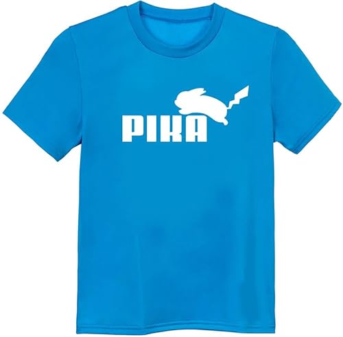 Pika Tshirt Kinder Mädchen and Junge Unisex Blau Schwarz Weiß Baumwolle (10-11 Yaş, Blue) von Taketshirt