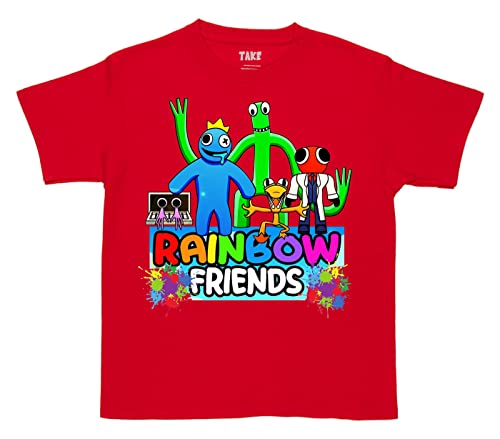 Rainbow Friends Tshirt Kinder Mädchen and Junge Unisex (as3, Age, 4_Years, 5_Years, Regular, Rot) von Taketshirt