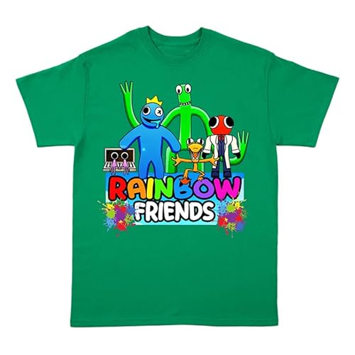 Rainbow Friends Tshirt Kinder Mädchen and Junge Unisex (as3, Age, 8_Years, 9_Years, Regular, Grün) von Taketshirt