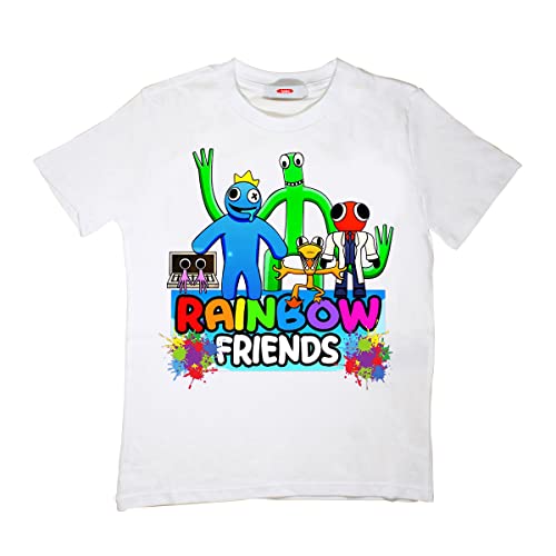 Rainbow Friends Tshirt Kinder Mädchen and Junge Unisex (as3, Age, 8_Years, 9_Years, Regular, Weiss) von Taketshirt